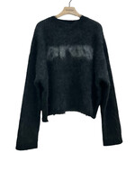 Martine Rose Martine Rose Knitwear, Print, Brushed Mohair V-Neck Jumper In Black & Charcoal w/ Eros Print