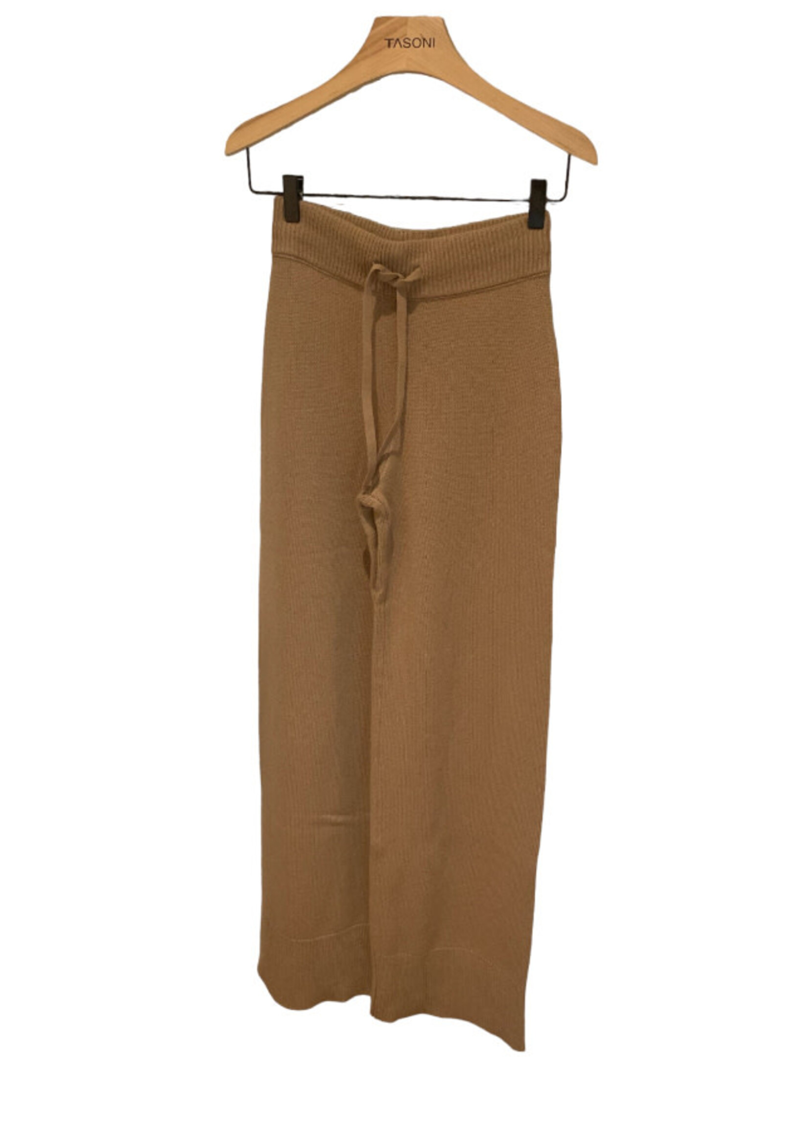 Valentino Valentino Trousers, Beige, Cashmere Solid Knit Drawstring Pants in Camel