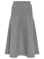 Valentino Valentino Skirt, Grey, Wool Elastic Waist A-Line Solid Knit Skirt in Grey Melange