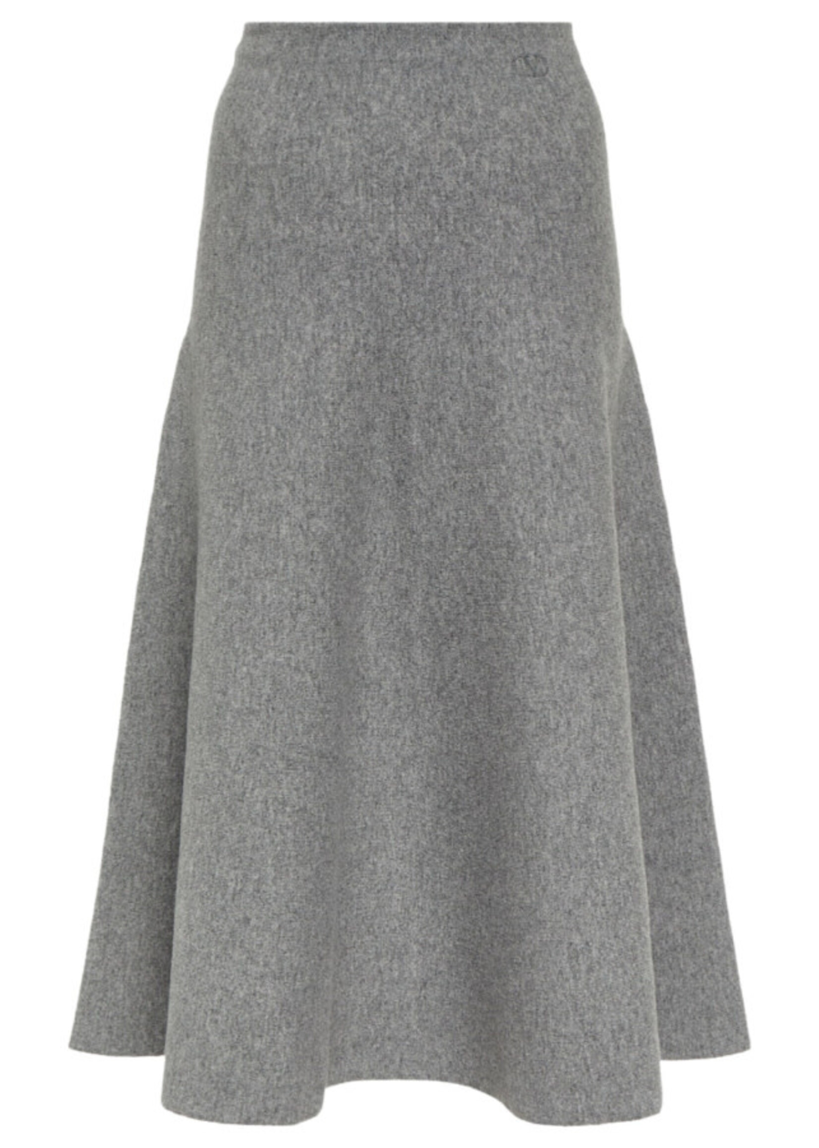Valentino Valentino Skirt, Grey, Wool Elastic Waist A-Line Solid Knit Skirt in Grey Melange
