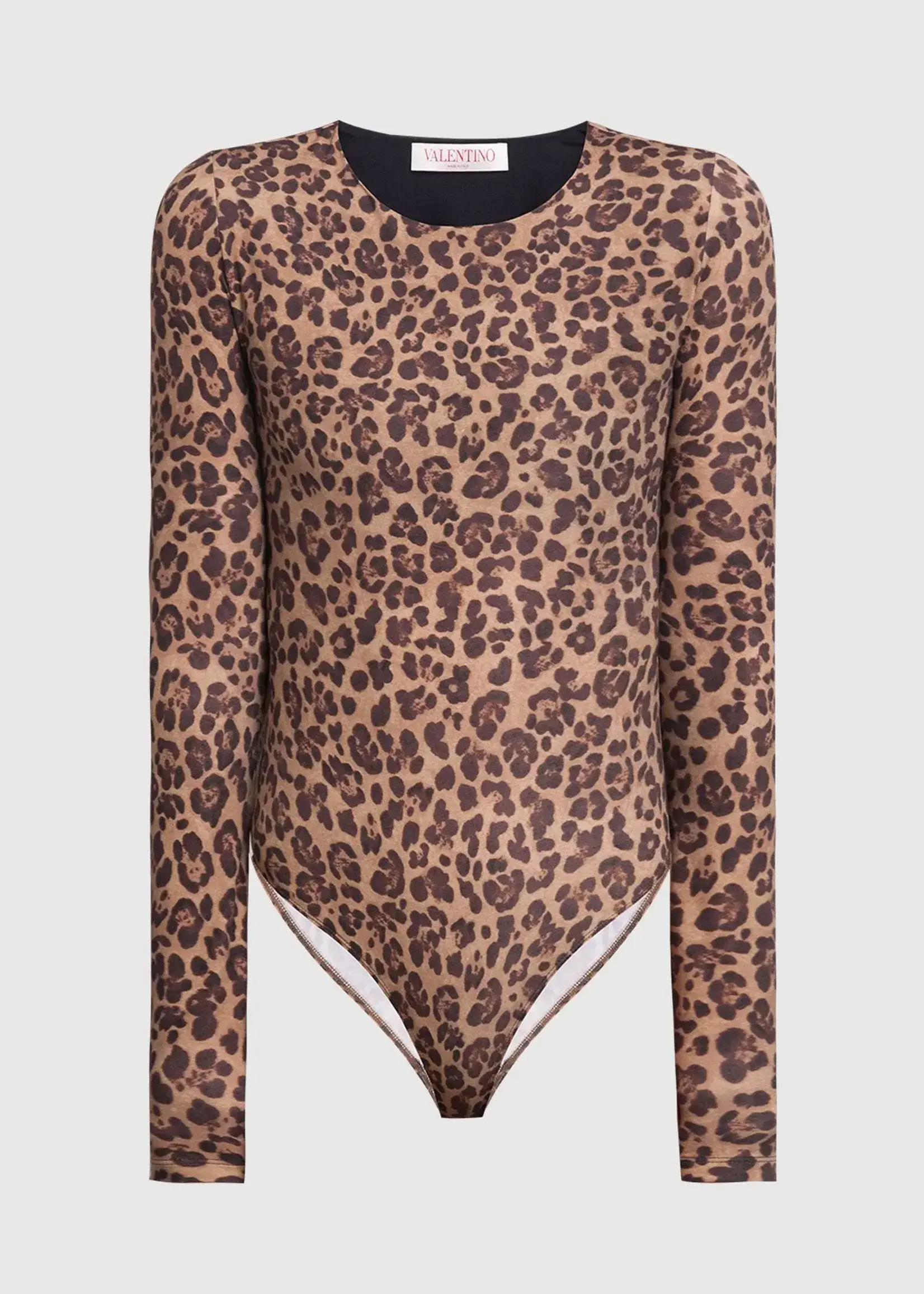 Valentino Valentino Top, Print, Jersey Crew Neck Long Sleeve Animal Print Body