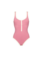 Eres Eres Swimwear, Multi, Beatriz Tank One Piece Swimsuit In Litchi & Percale w/ Front Zip