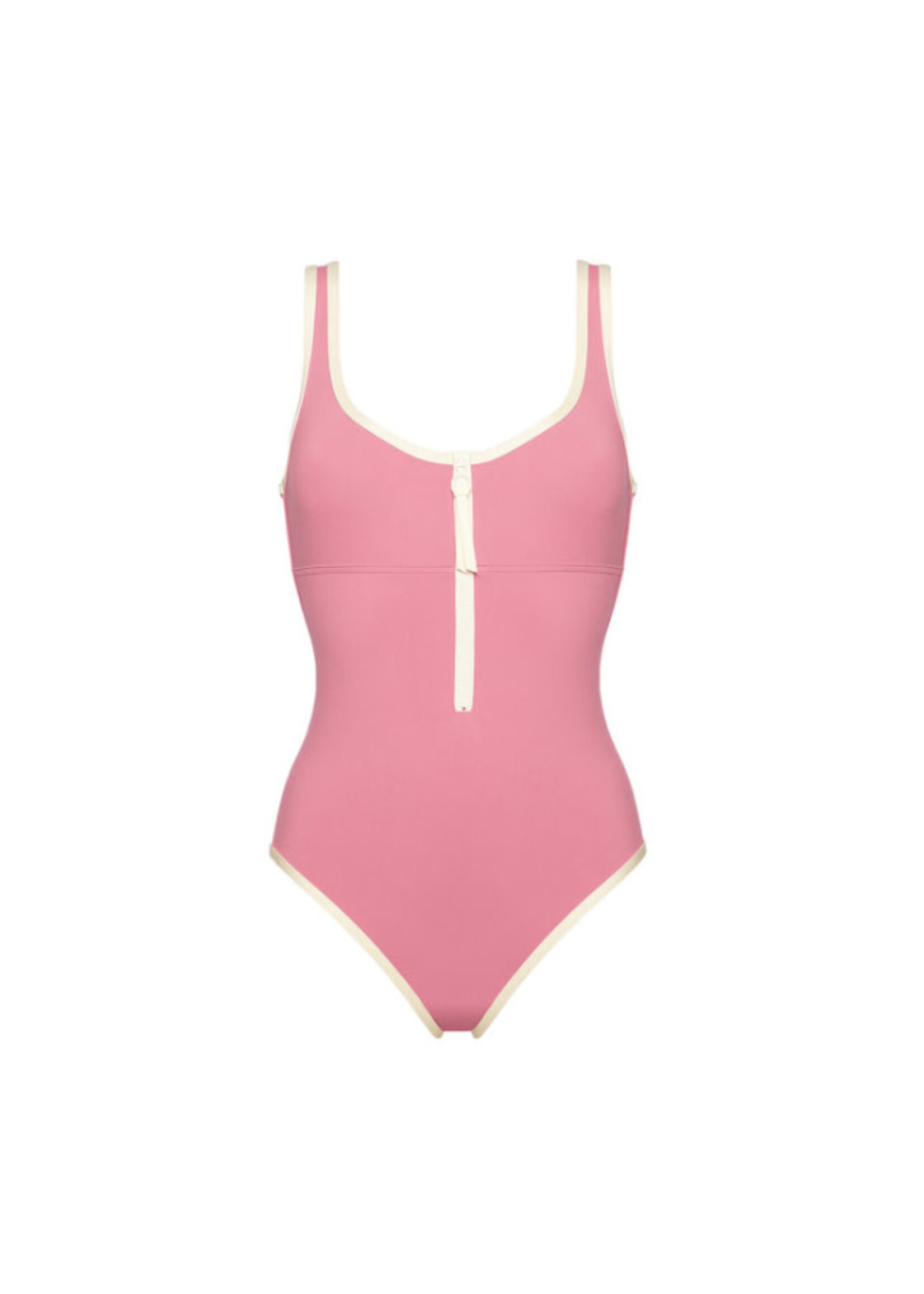 Eres Eres Swimwear, Multi, Beatriz Tank One Piece Swimsuit In Litchi & Percale w/ Front Zip