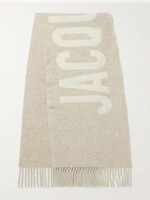 Jacquemus Jacquemus Scarf, Multi, L'Echarpe Wool Scarf in Beige w/ Big Jacquemus Logo