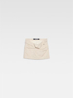 Jacquemus Jacquemus Skirt, Beige, La Mini Jupe Bahia Straight Fit Low Rise Twisted Mini Skirt In Light Beige w/ Draped Waistband