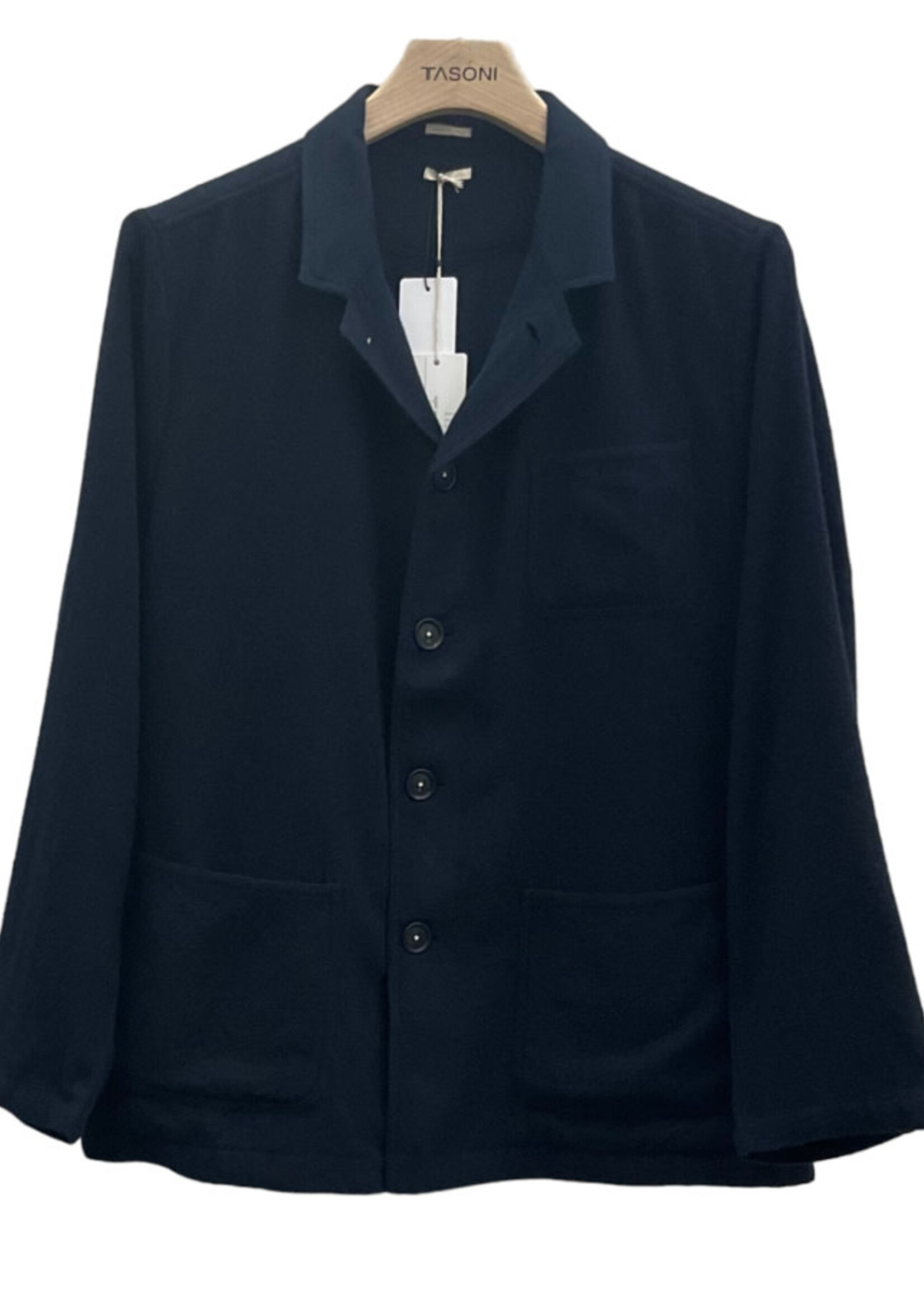Massimo Alba Massimo Alba Jacket, Blue, Florida Cotton & Cashmere Collared Button Up Jacket Shirt w/ Patch Pockets