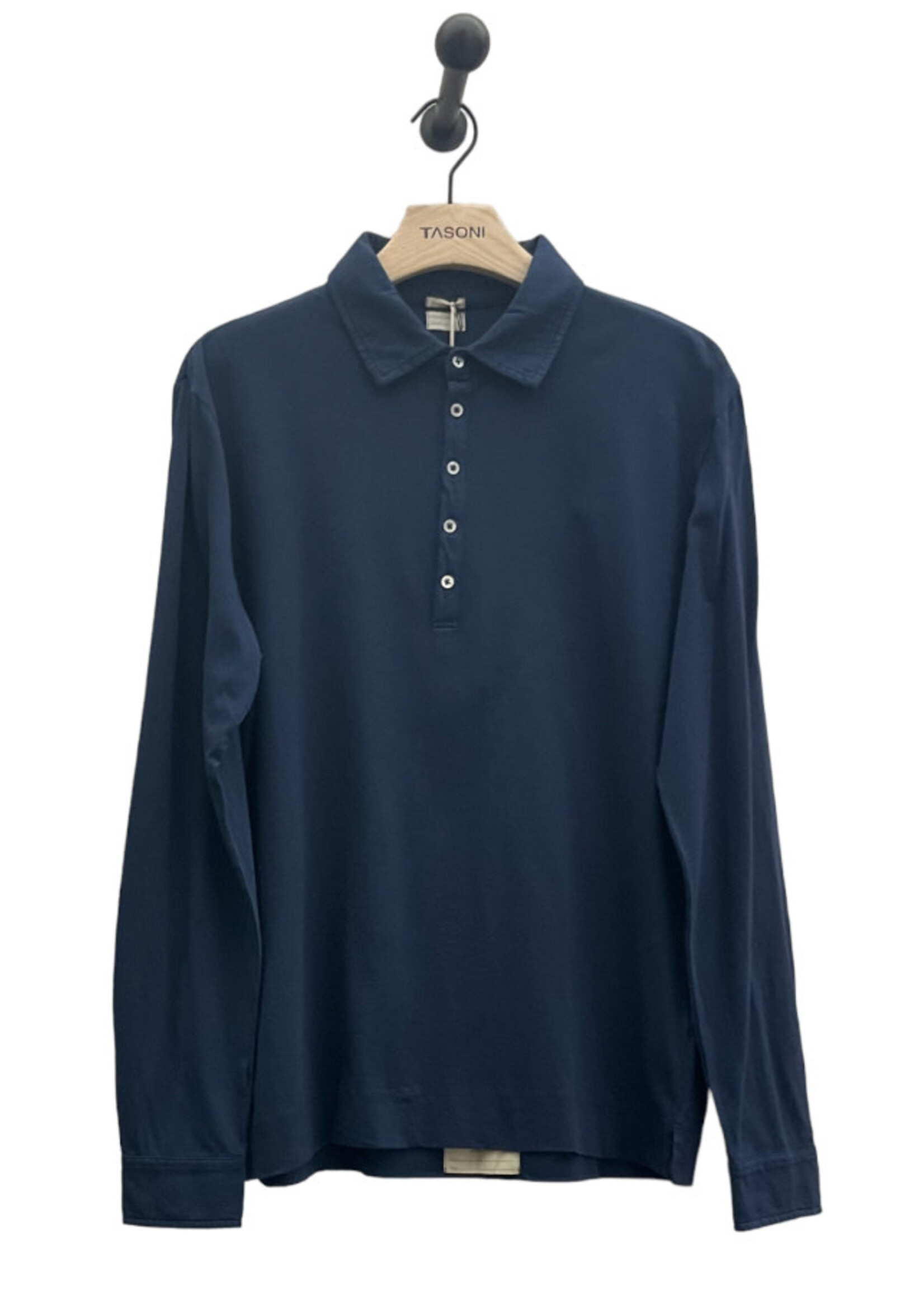 Massimo Alba Massimo Alba Polo, Blue, Ischia Cotton & Cashmere Collared Long Sleeve Polo Shirt