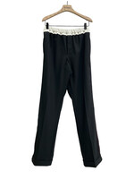 Wales Bonner Wales Bonner Trousers, Black, Seine Wool Tailoring Pleated Pants In Black w/ White Waistband