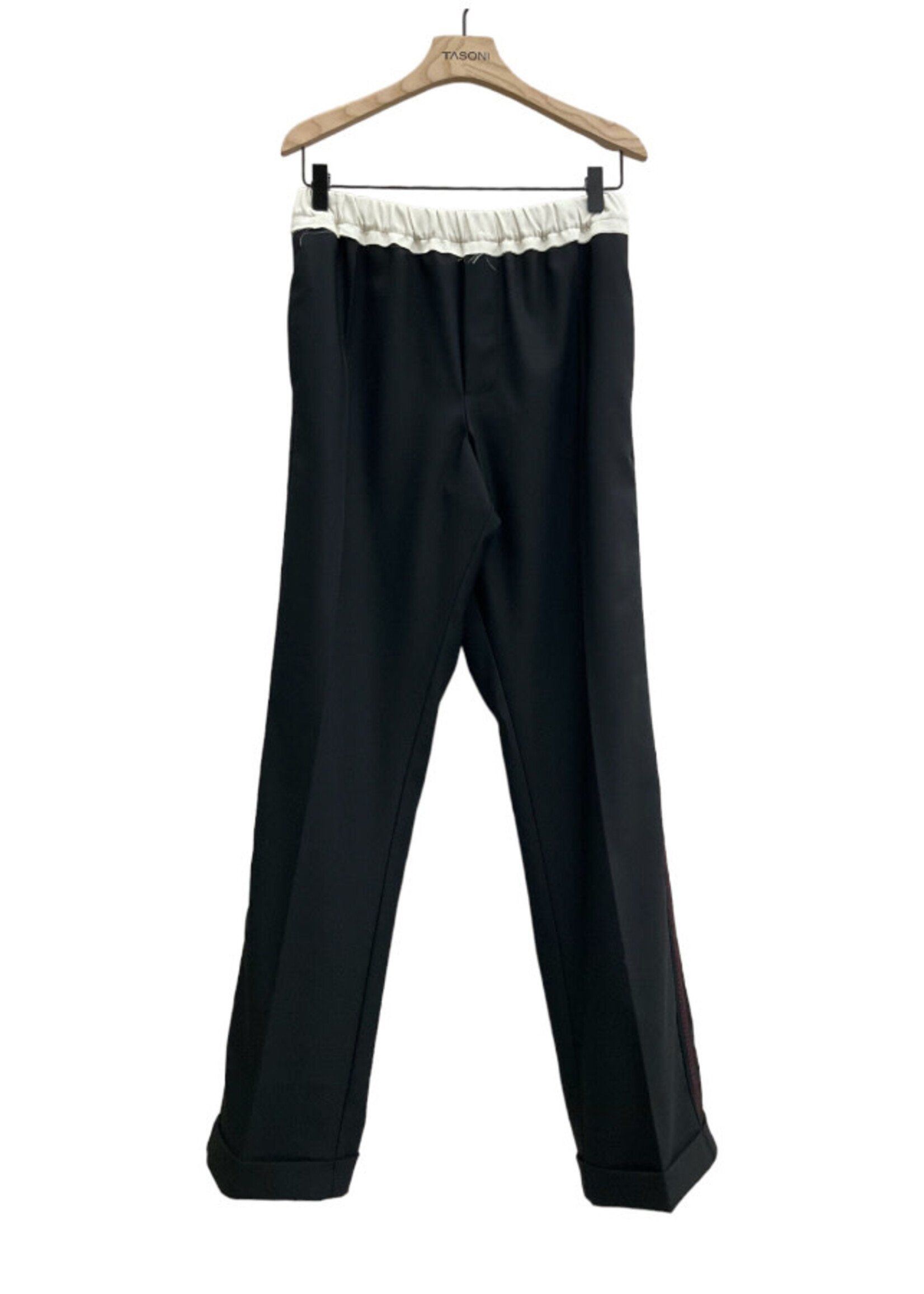 Wales Bonner Wales Bonner Trousers, Black, Seine Wool Tailoring Pleated Pants In Black w/ White Waistband