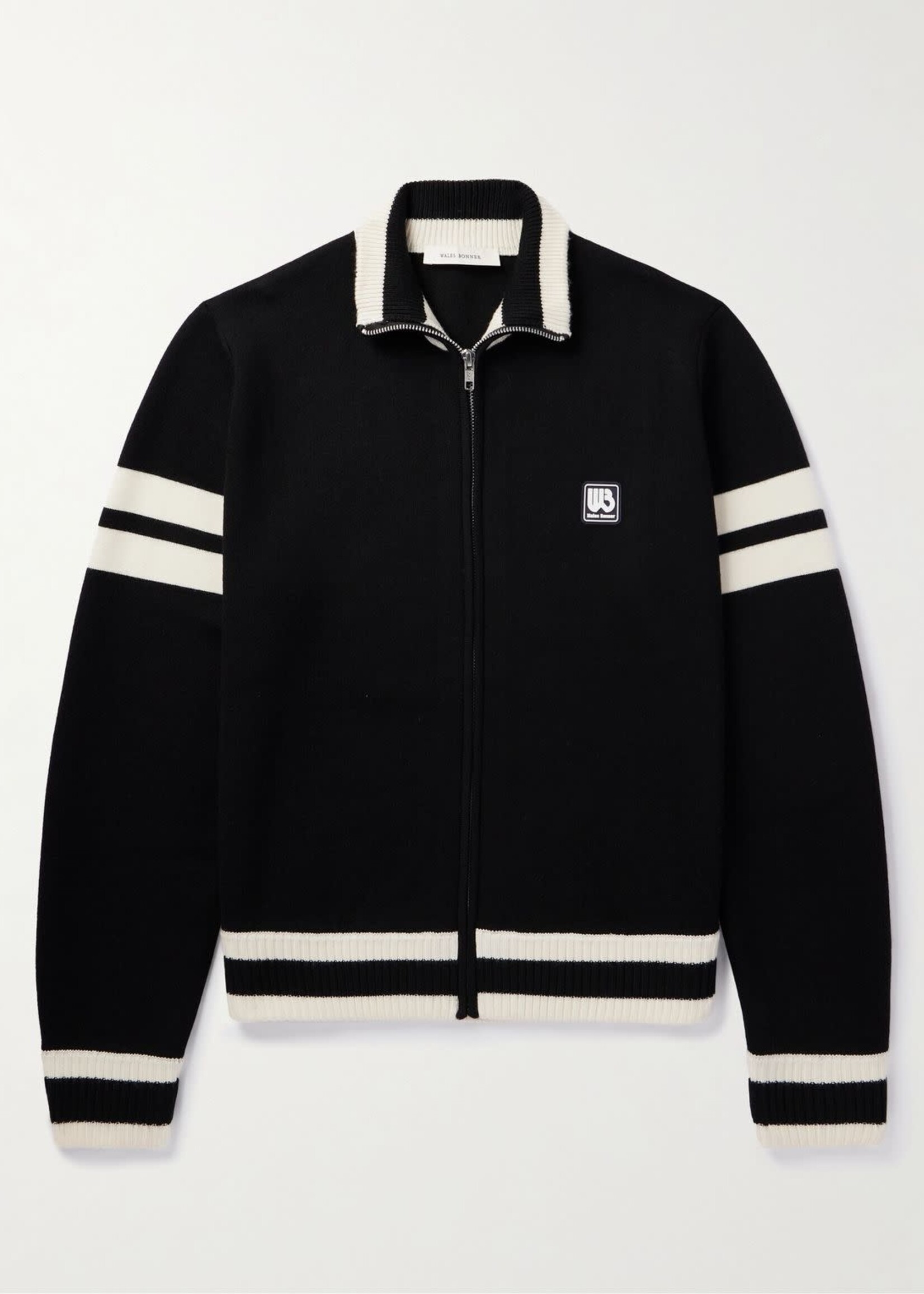 Wales Bonner Wales Bonner Sweatshirt, Multi, Haven Merino Wool High Neck Zipped Track Top In Black & White