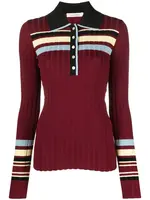 Wales Bonner Wales Bonner Top, Multi, Wander Collared Button Up Polo Knitted Top In Red Yellow & Blue