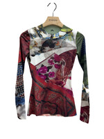 Marine Serre Marine Serre Top, Print, Slim Fit Crew Neck Long Sleeve Recycled Second Skin Top w/ Scarves Print
