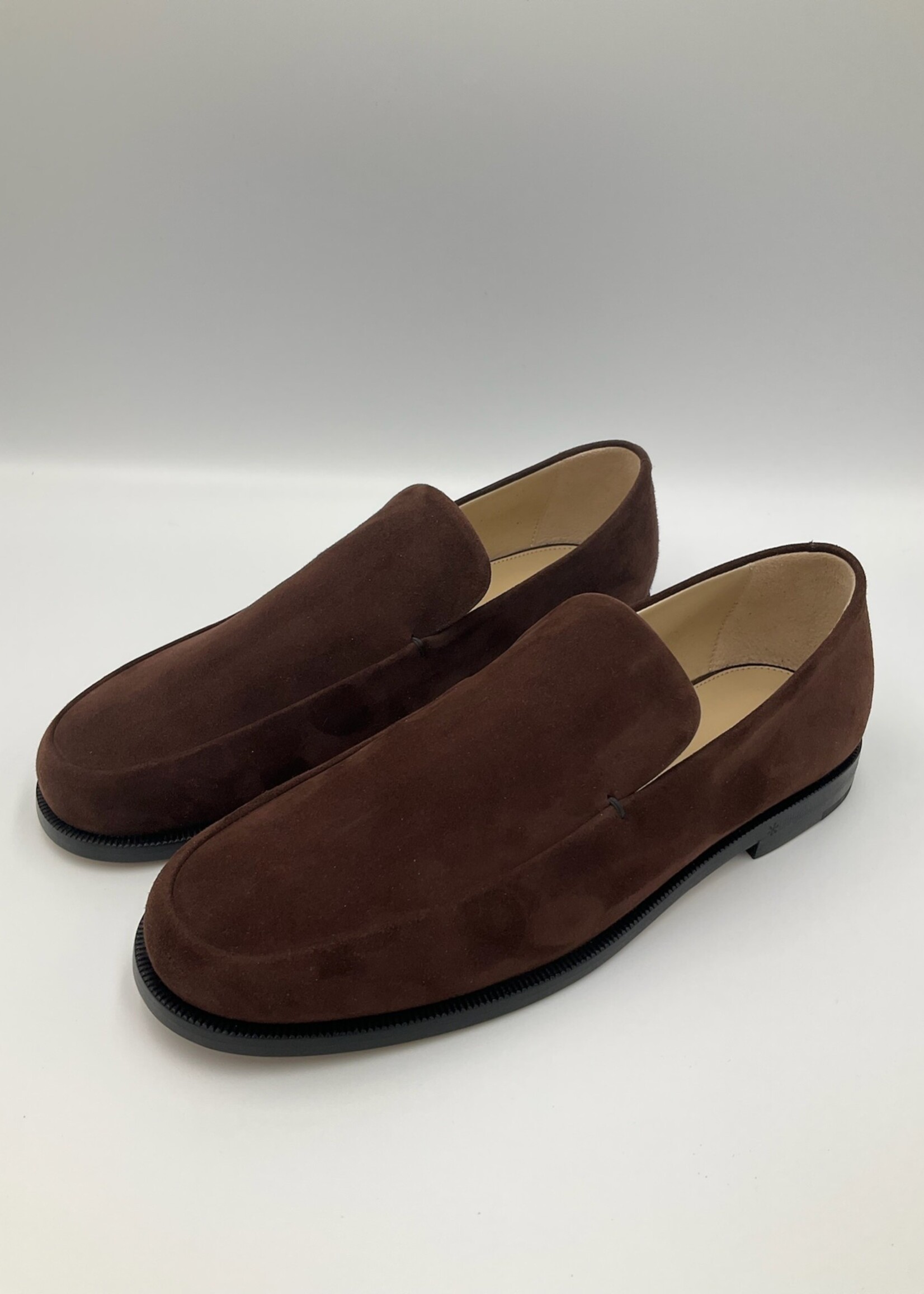 Khaite Khaite Flats, Brown, Alessio Suede Calf Leather Loafer In Coffee
