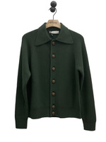 Giuliva Heritage Giuliva Heritage Knitwear, Green, Nino Virgin Wool Collared Button Up Cardigan in Bottle Green
