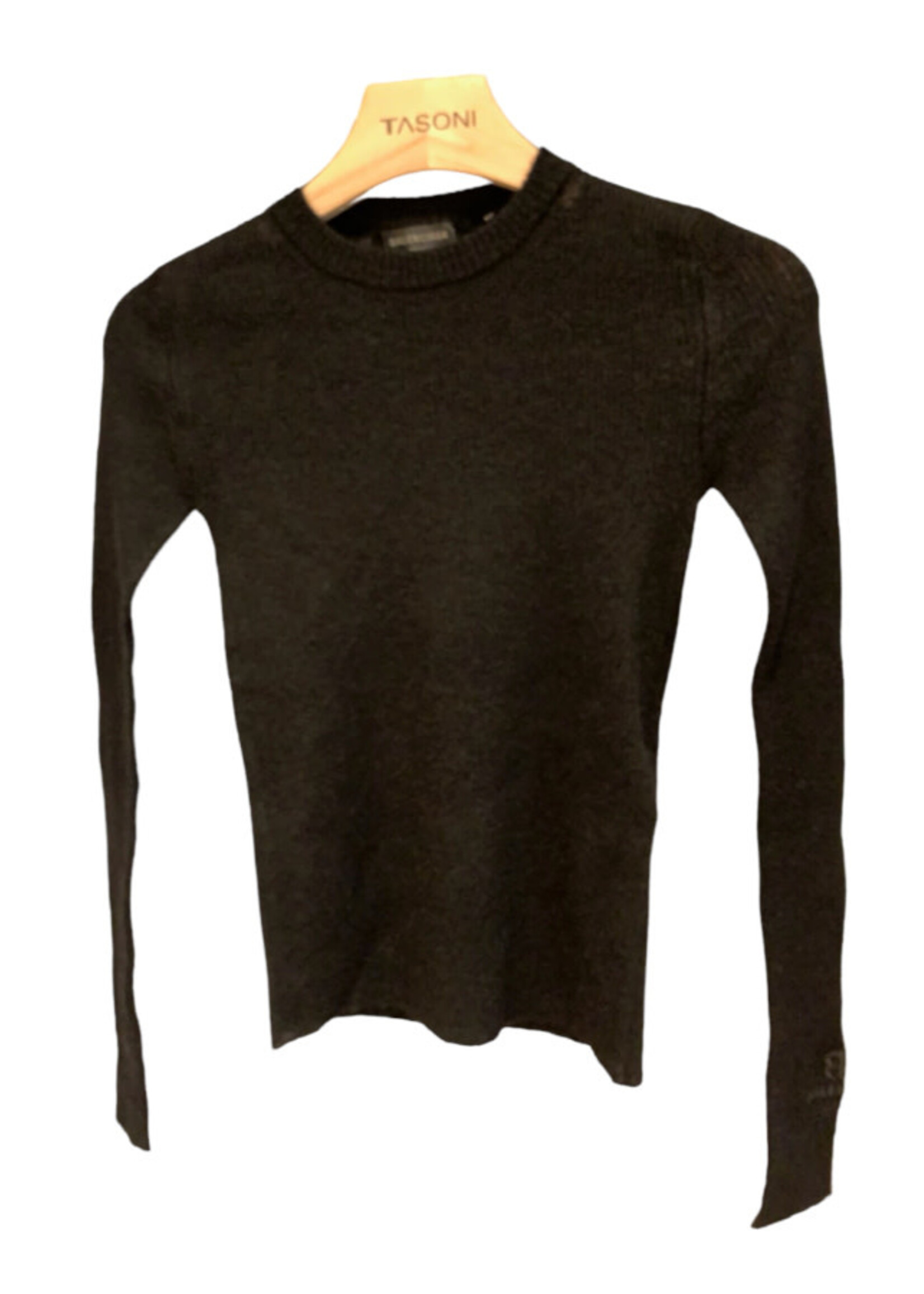 Balenciaga Balenciaga Top, Black, Mohair Wool Mix Crew Neck Long Sleeve Ribbed Top