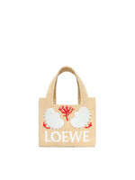 Loewe Loewe Bag, Beige, Maruja Mallo Font Tote Mini Raphia Top Handle Bag in Natural w/ Resin Shells & Embroidery