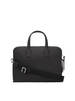 Loewe Loewe Bag, Black, Goya Grained Calf Leather Top Handle Zip Closure Thin Briefcase w/ Shoulder Strap