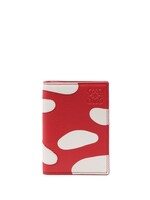 Loewe Loewe Wallet, Print, Calf Leather Bifold Cardholder In Dark Red & White w/ Mushroom Print