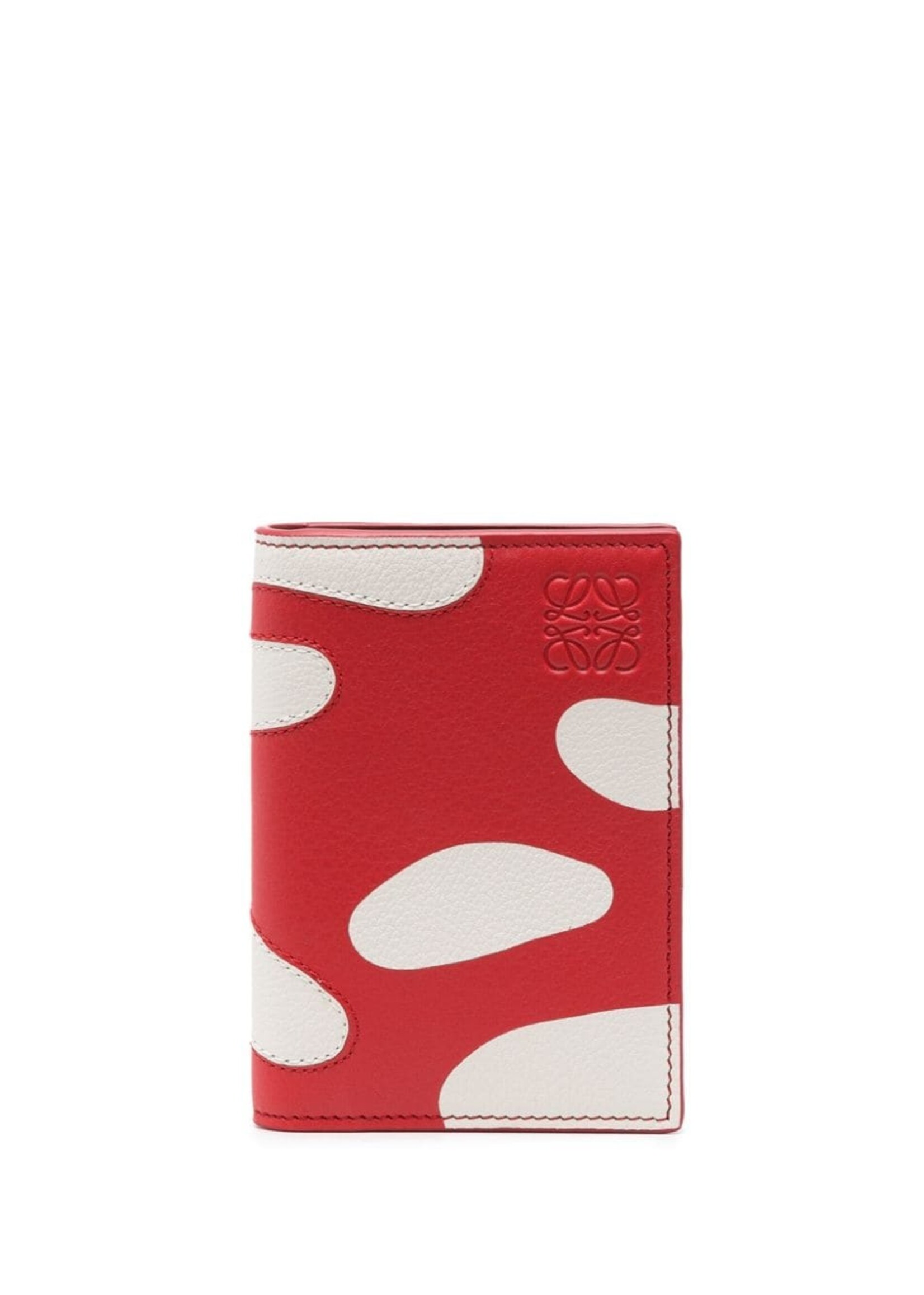 Loewe Loewe Wallet, Print, Calf Leather Bifold Cardholder In Dark Red & White w/ Mushroom Print