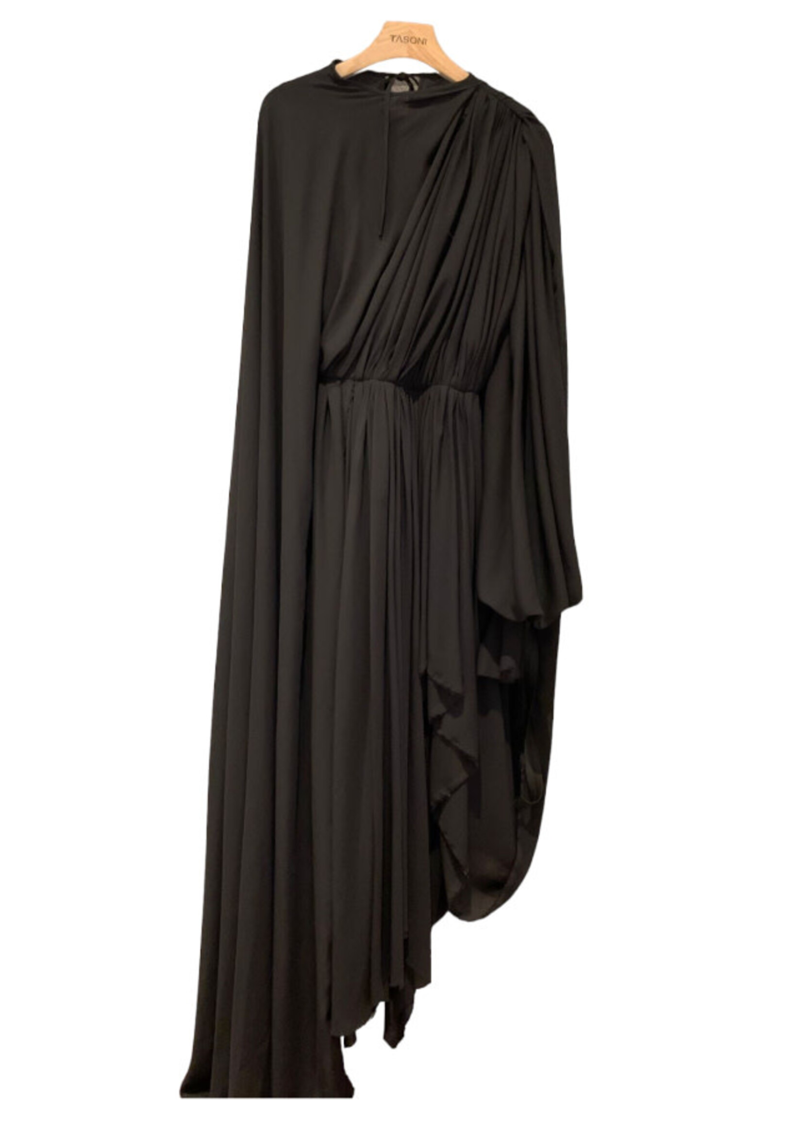 Balenciaga Balenciaga Dress, Black, Crew Neck One Sleeve Asymmetric Pleated Draped Long Dress