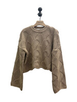 J.W. Anderson J.W. Anderson Knitwear, Beige, Merino Wool Mix Crew Neck Cropped Basket Weave Jumper In Beige