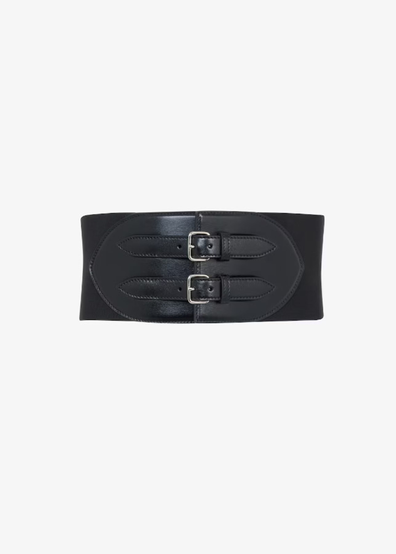 Alaia Alaia Belt, Black, Calf Leather Corset Waist Belt w/ Two Buckles