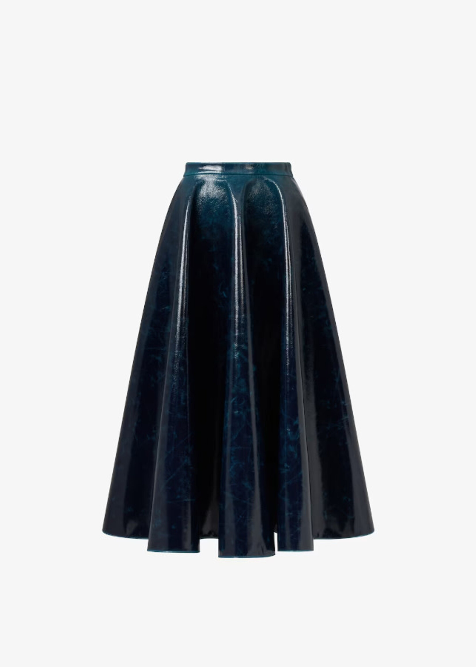 Alaia Alaia Skirt, Blue, Wool Mirror Midi Skirt In Petrol Blue