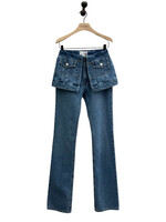 Coperni Coperni Jeans, Blue, Cotton Fold Over Waist Flap Denim Trousers In Washed Blue