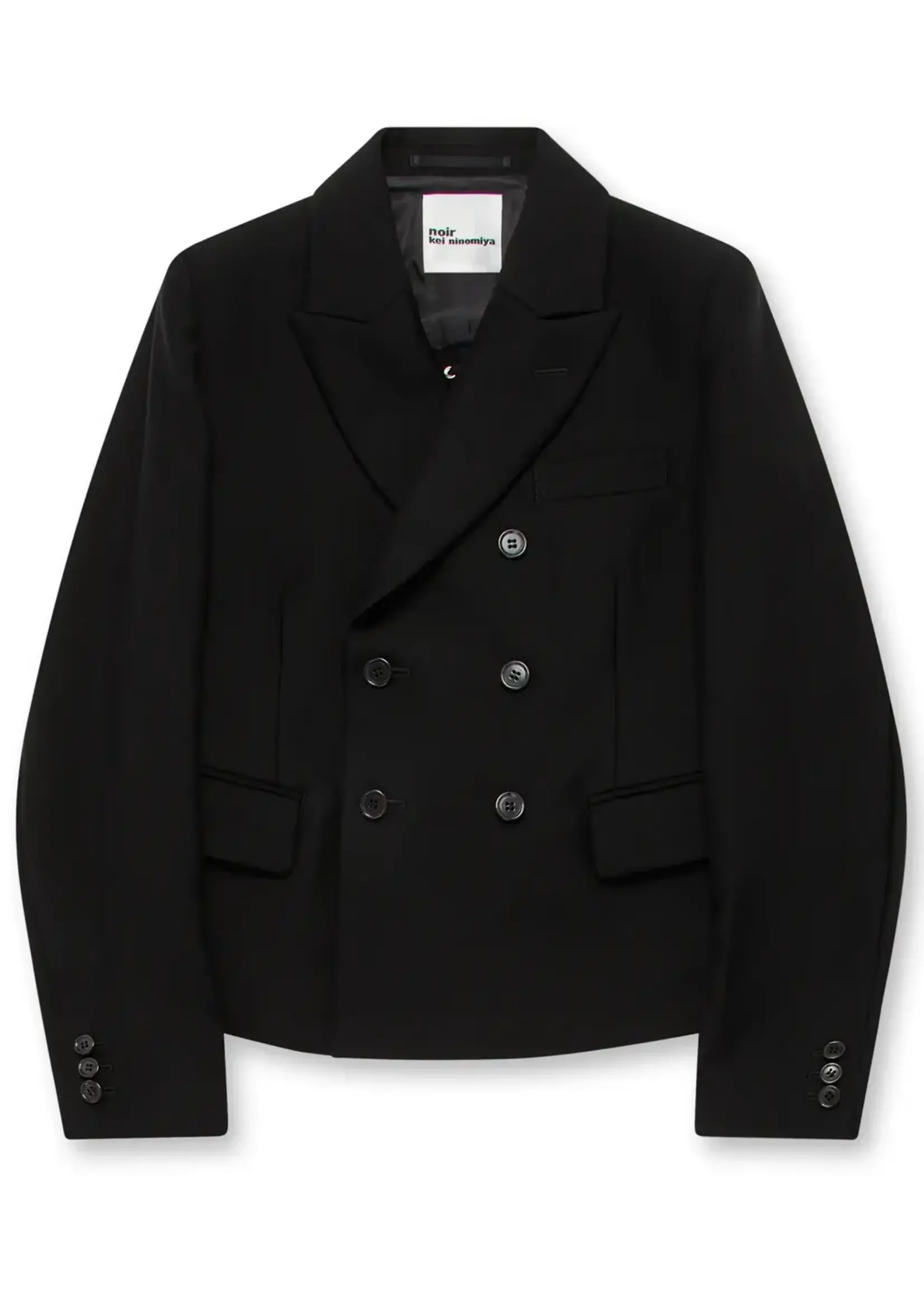 Noir Kei Ninomiya Noir Kei Ninomiya Jacket, Black, Wool Double Breasted Corset Style Lace Fastening Back Blazer