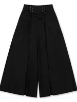 Noir Kei Ninomiya Noir Kei Ninomiya Trousers, Black, Wool High Waist Wide Leg Corset Style Lace Fastening Waist Pants