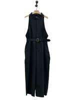 Noir Kei Ninomiya Noir Kei Ninomiya Jumpsuits, Black, Wool High Neck Sleeveless Wide Leg Belted Button Up Jumpsuit