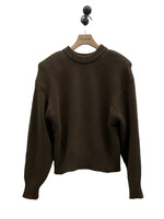 Magda Butrym Magda Butrym Knitwear, Brown, Cashmere Crew Neck Sweater w/ Shoulder Pads