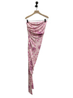 Magda Butrym Magda Butrym Dress, Print, Sleeveless Asymmetric Ruffle Midi Dress in Pink w/ Rose Print & Tail