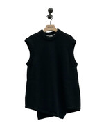 Comme des Garcons Comme des Garcons Knitwear, Black, Wool Crew Neck Sleeveless Oversized Asymmetric Sweater