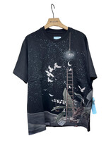 3.Paradis 3.Paradis T-Shirt, Print, Cotton Crew Neck T-Shirt In Black w/ Ladder Print