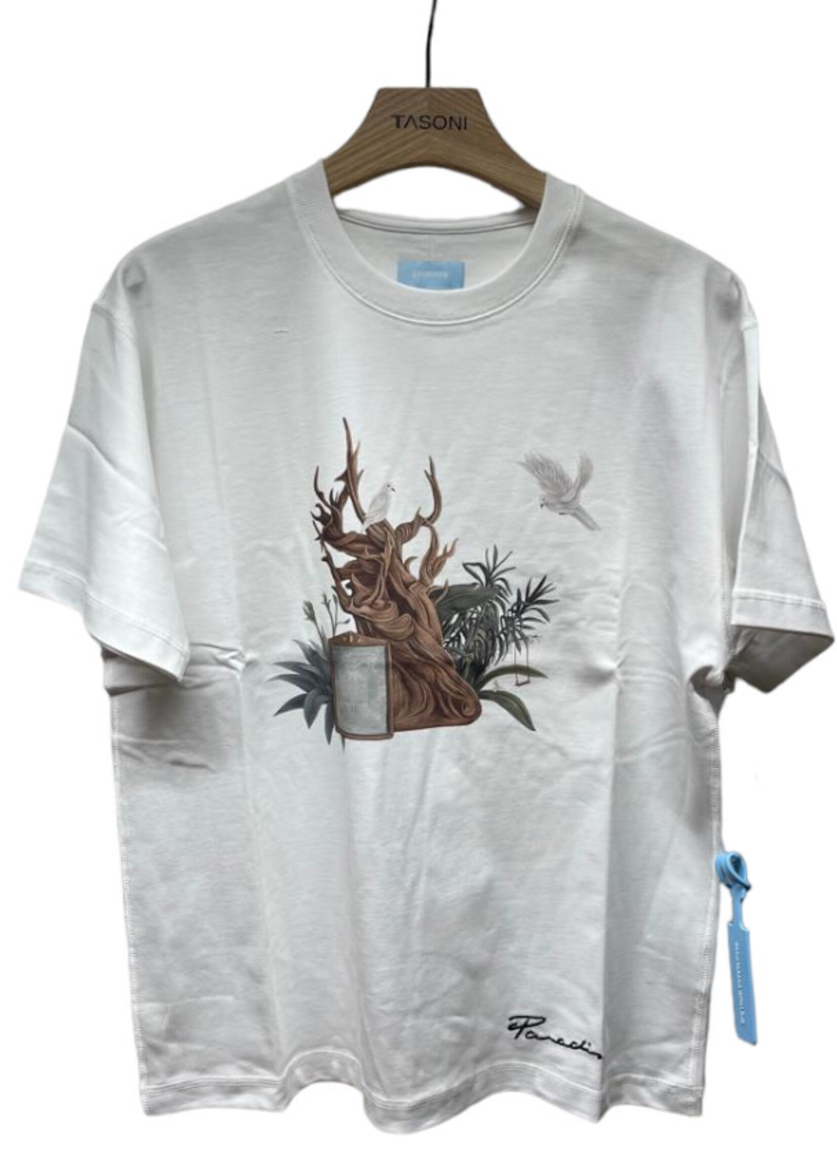 3.Paradis 3.Paradis T-Shirt, Print, Cotton Crew Neck T-Shirt In White w/ Old Tree Print