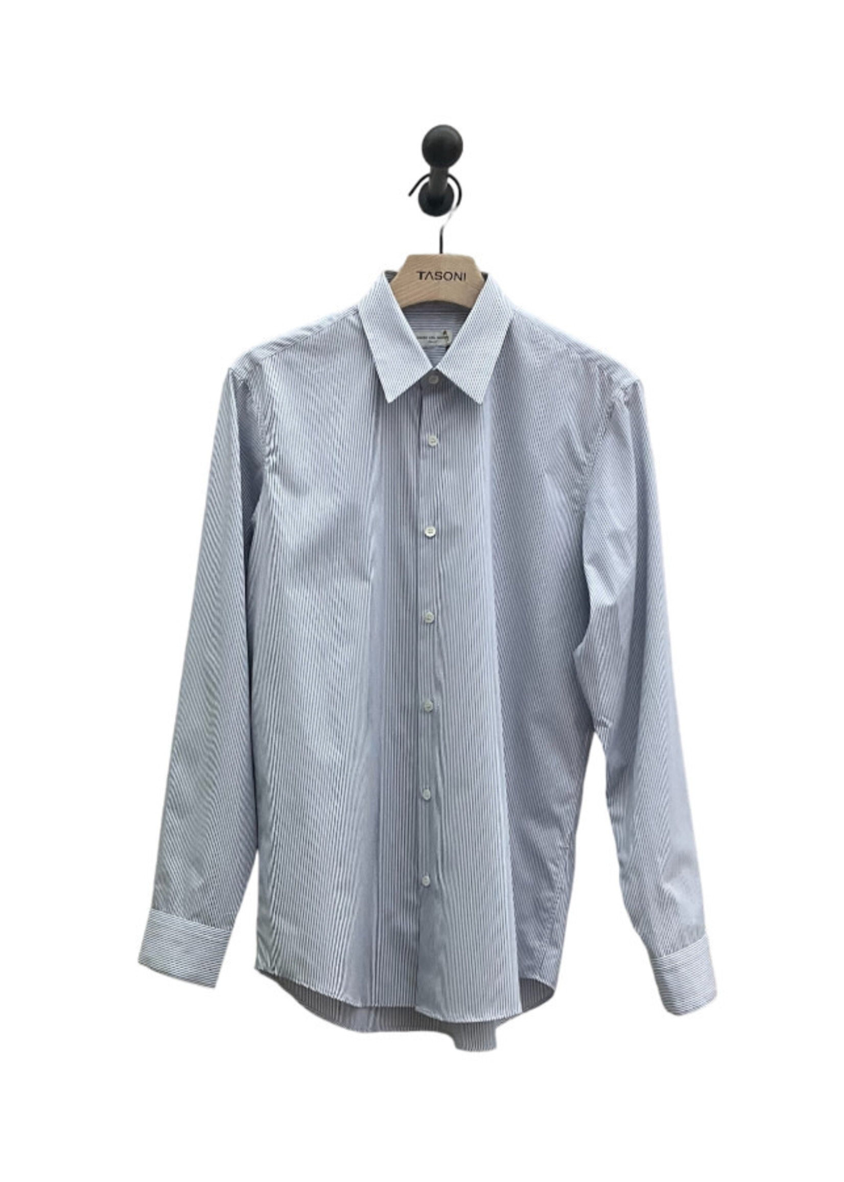 Dries Van Noten Dries Van Noten Shirt, Multi, Curles Cotton Collared Button Up Striped Shirt in Blue & White