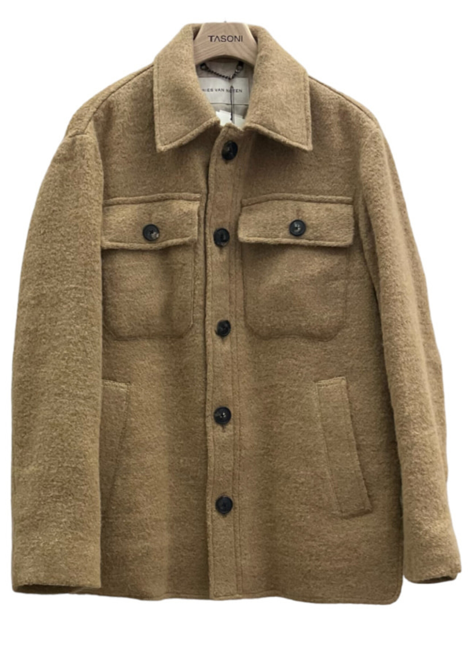 Dries Van Noten Dries Van Noten Jacket, Brown, Valco Wool Collared Button Up Chest Pockets Jacket in Camel