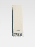 Jacquemus Jacquemus Scarf, Multi, L'Echarpe Moisson Alpaca Wool Scarf in Multi & Navy w/ Embroidered Logo
