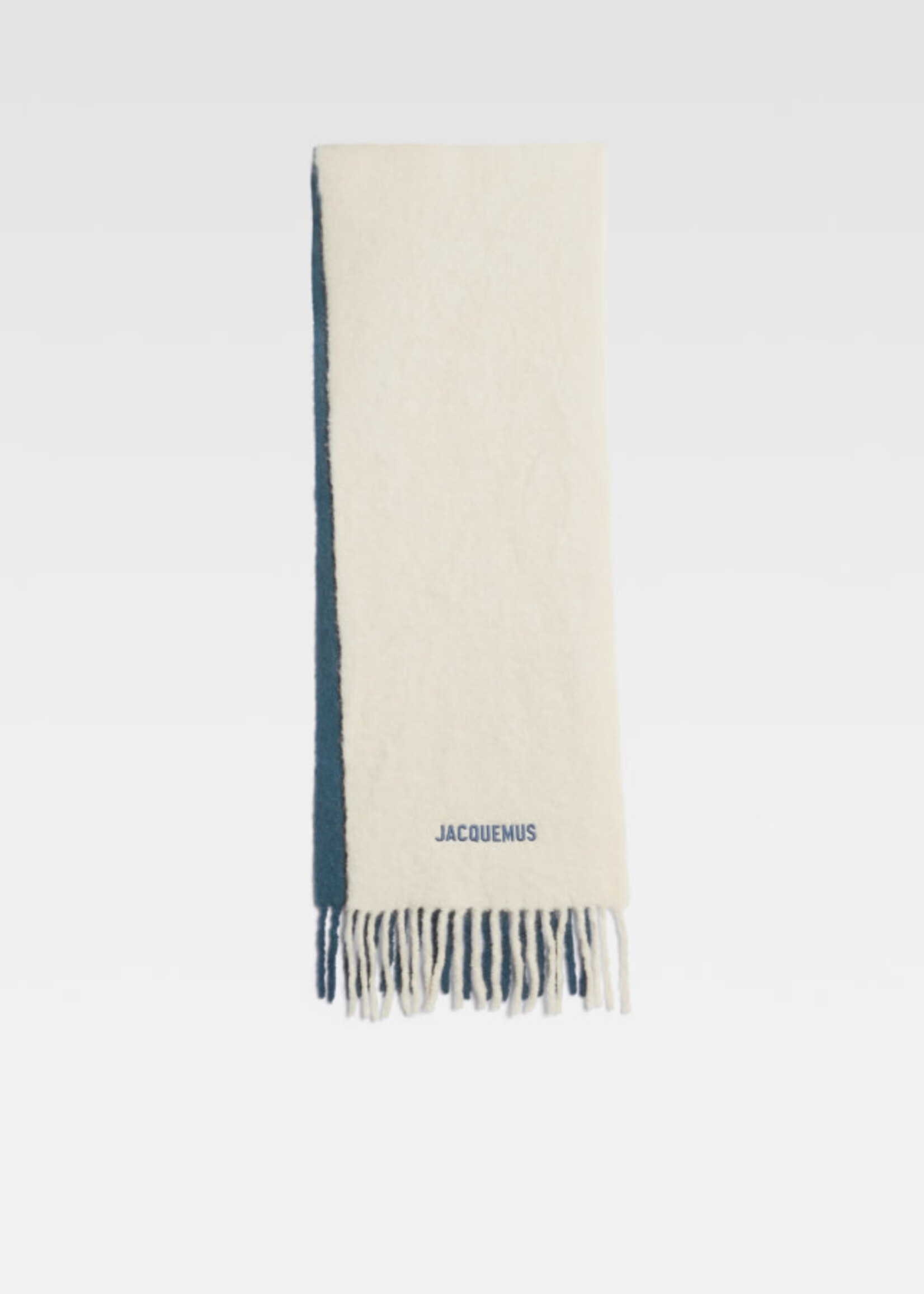 Jacquemus Jacquemus Scarf, Multi, L'Echarpe Moisson Alpaca Wool Scarf in Multi & Navy w/ Embroidered Logo