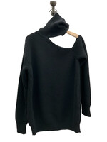 Nensi Dojaka Nensi Dojaka Knitwear, Black, Cashmere & Wool Turtle Neck Oversized Off-Shoulder Knitted Jumper