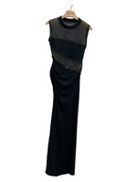 Nensi Dojaka Nensi Dojaka Dress,Black, Nelumbo Mesh Round Neck Sleeveless Fitted Long Dress