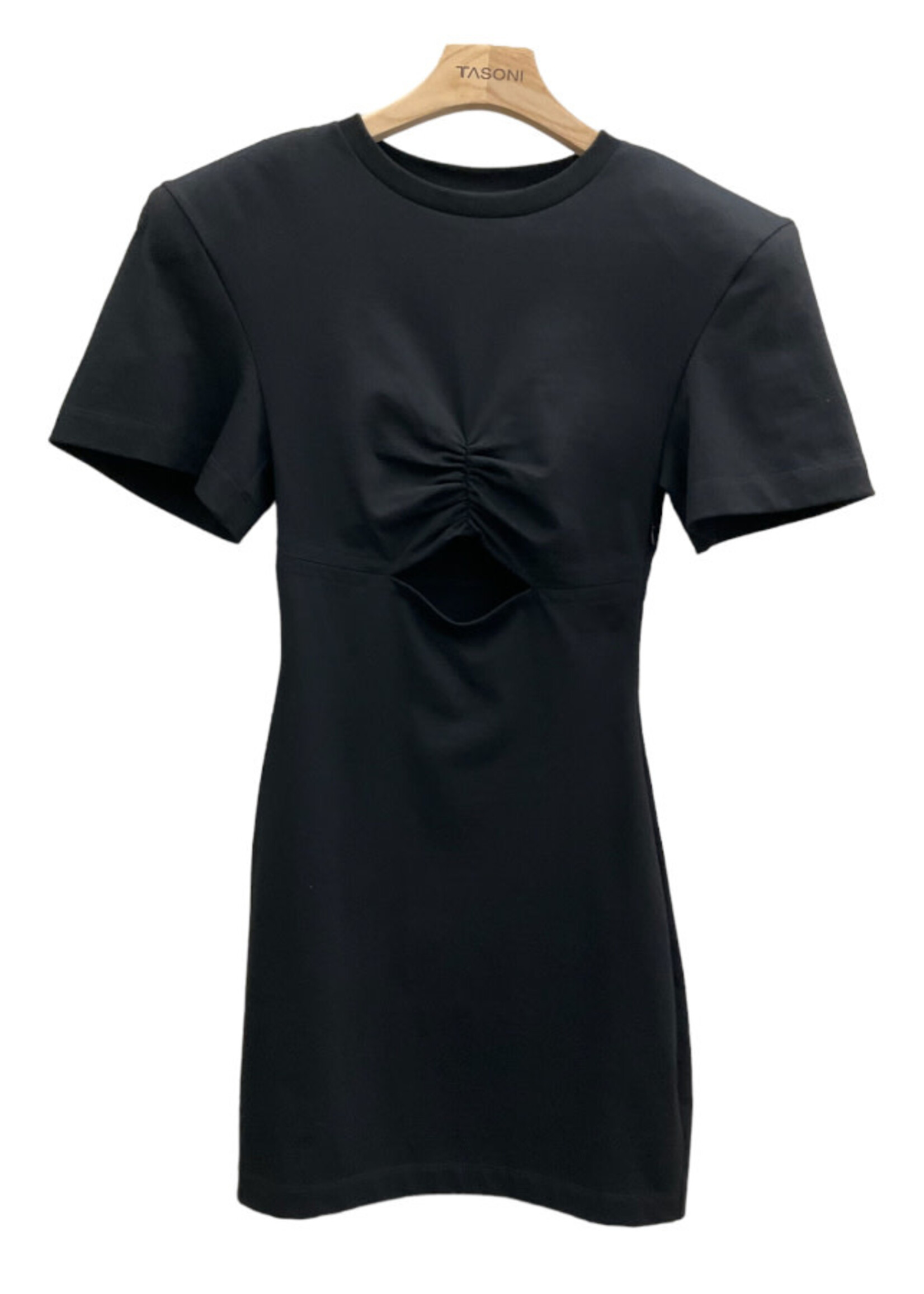 Nensi Dojaka Nensi Dojaka Dress, Black, Cotton Jersey Cut Out Drapped Wrapped T-Shirt Mini Dress