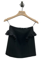Nensi Dojaka Nensi Dojaka Skirt, Black, Stretch High Waist Mini Skirt w/ Frill Detail