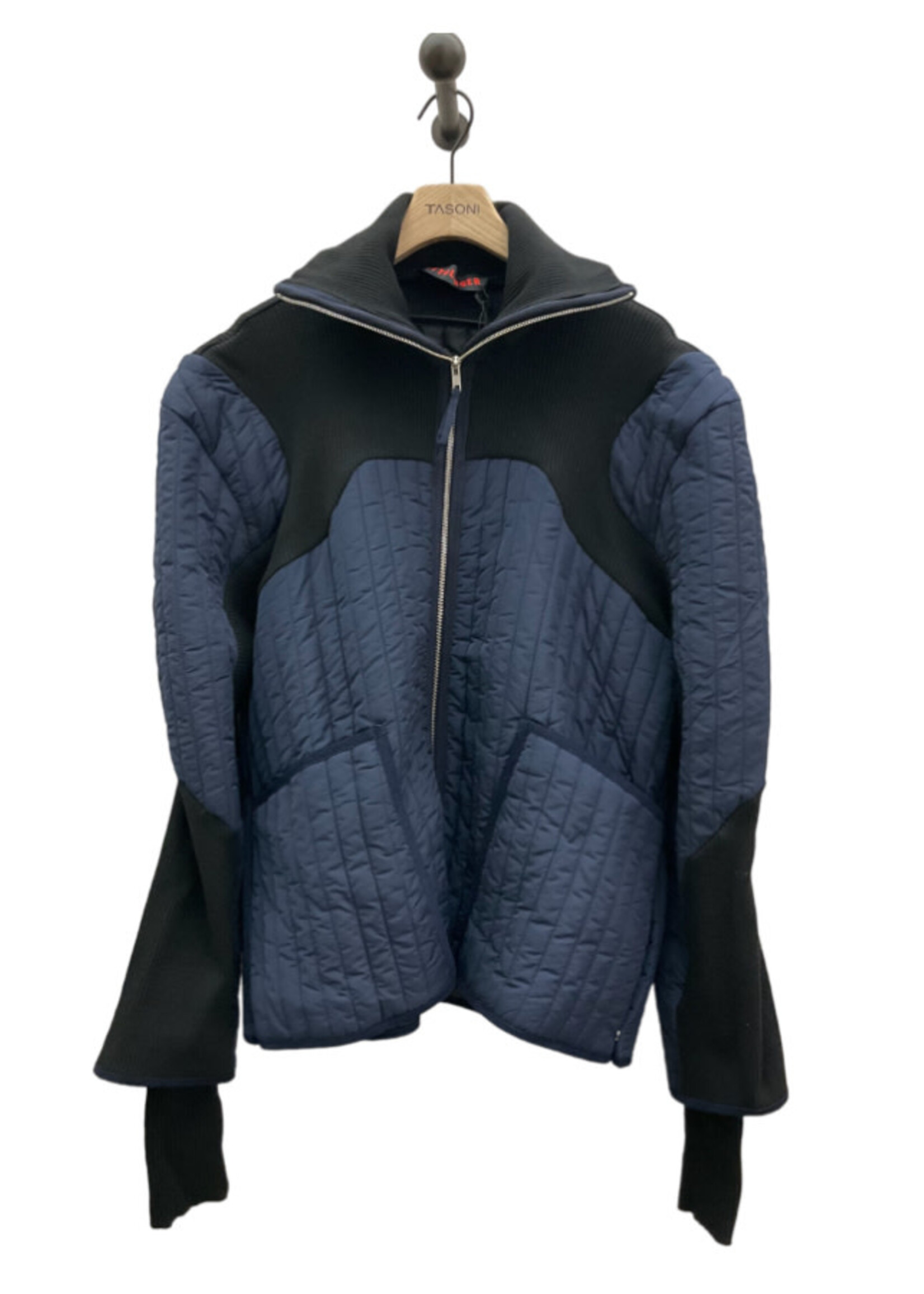 Ottolinger Ottolinger Jacket, Multi, High Neck Zip Up Quilted Loose Ski Jacket In Blue & Black