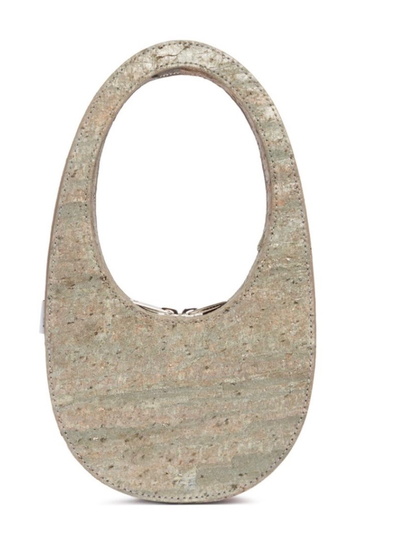 Coperni Coperni Bag, Grey, Mini Swipe Zip Closure Oval Shoulder Bag In Stone