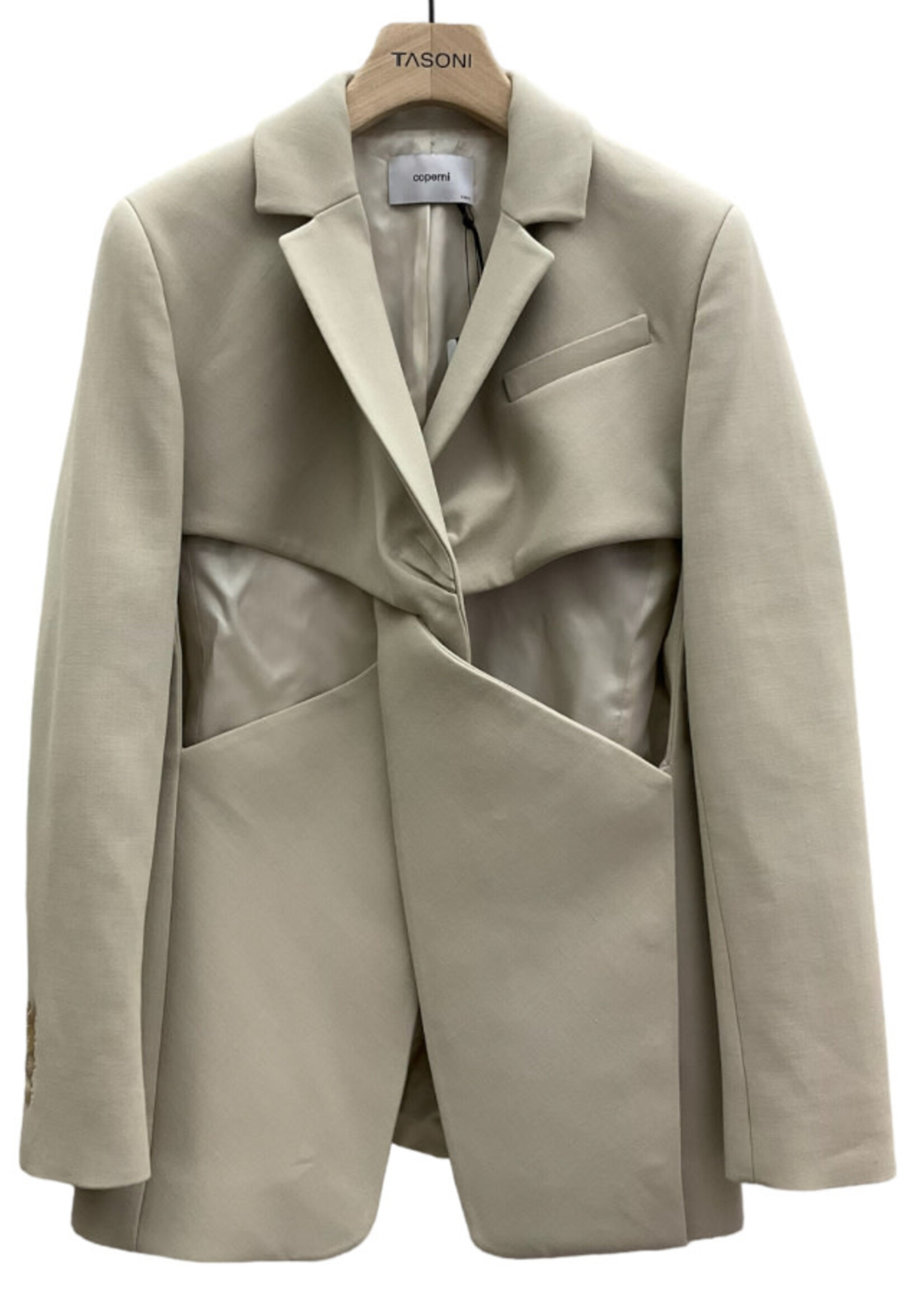 Coperni Coperni Jackets, Beige, Slim Fit Twisted Cut Out Tailored Blazer