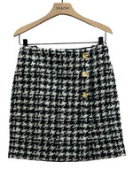 Nina Ricci Nina Ricci Skirt, Multi, Wool High Waist Wrapped Mini Houndstooth Skirt