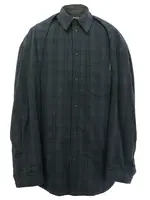 Balenciaga Balenciaga Shirt, Multi, Cotton Flannel Detachable Sleeves Oversized Checked Shirt in Grey & Dark Green