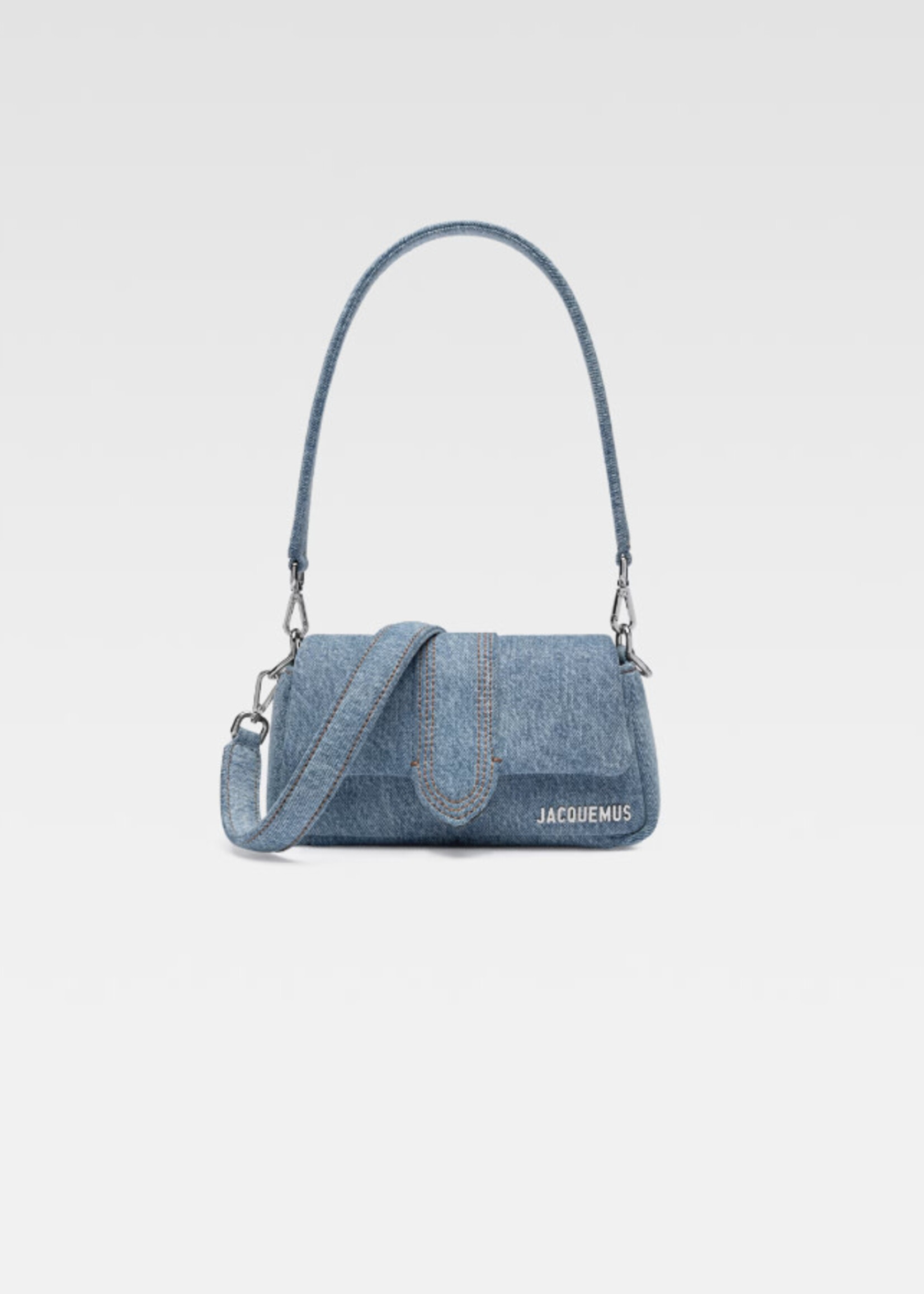 Jacquemus Jacquemus Bag, Blue, Le Petit Bambimou Denim Magnetic Flap Closure Puffed Shoulder Bag